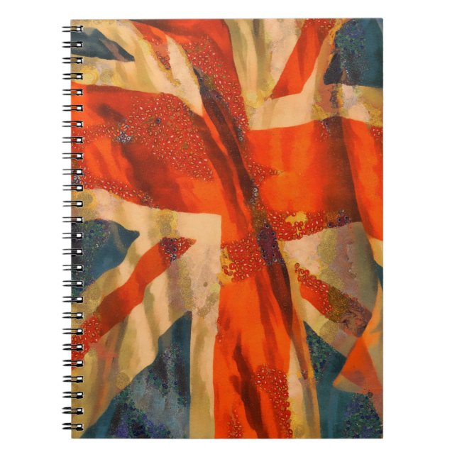 Grunge Style Union Jack British Flag Waving Notebook (Front)