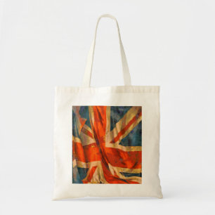 Grunge Style Union Jack British Flag Waving Tote Bag