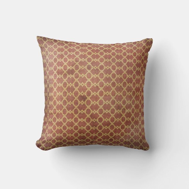 Grunge Style Vintage Pillow Distressed Rust /Gold (Front)