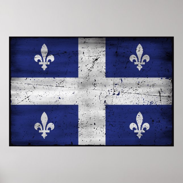 Grunge style worn Quebec flag Poster (Front)