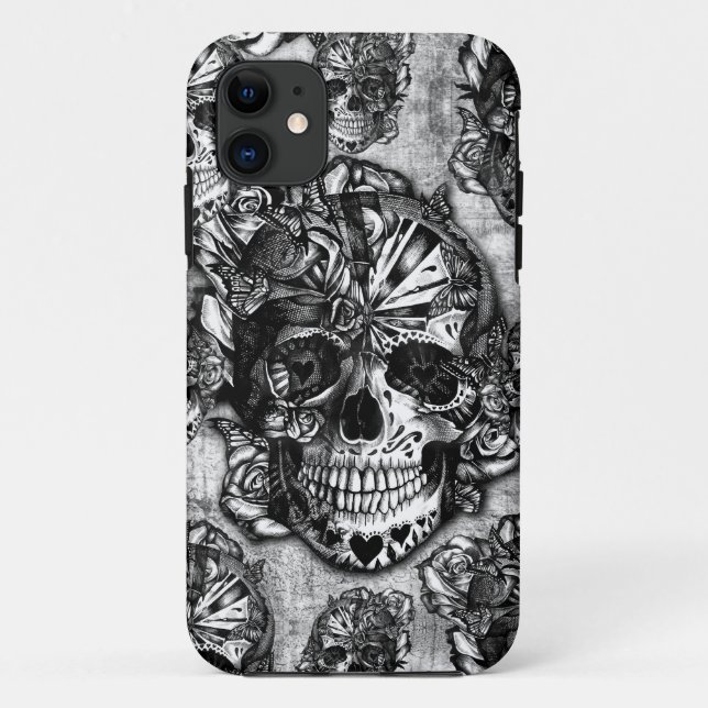 Grunge sugar skull pattern Case-Mate iPhone case (Back)