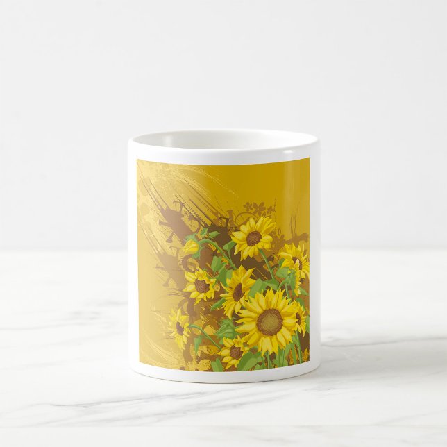Grunge Sunflower Art Bold Rustic Yellow Floral Coffee Mug (Creator Uploaded)