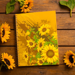 Grunge Sunflower Art Bold Rustic Yellow Floral Planner