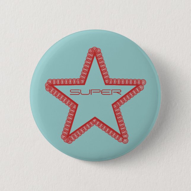 Grunge Superstar Button, Red 6 Cm Round Badge (Front)