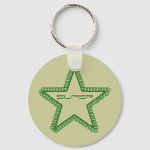 Grunge Superstar Keychain, Forest Green Key Ring