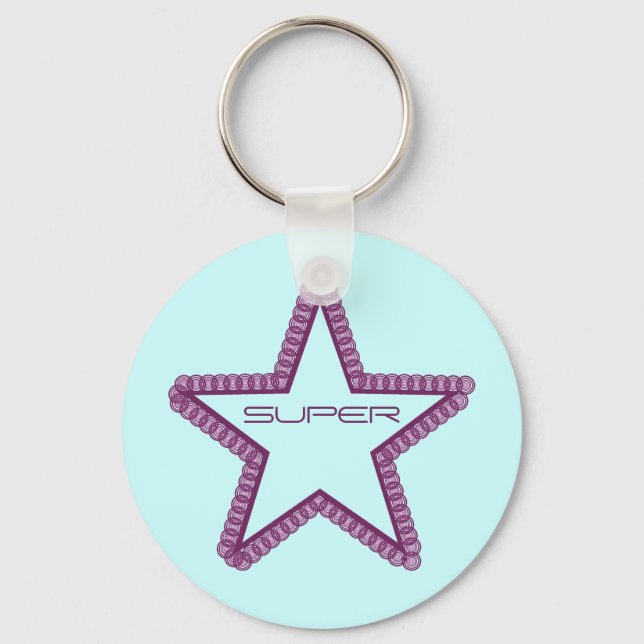 Grunge Superstar Keychain, Purple Key Ring (Front)