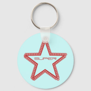 Grunge Superstar Keychain, Red Key Ring