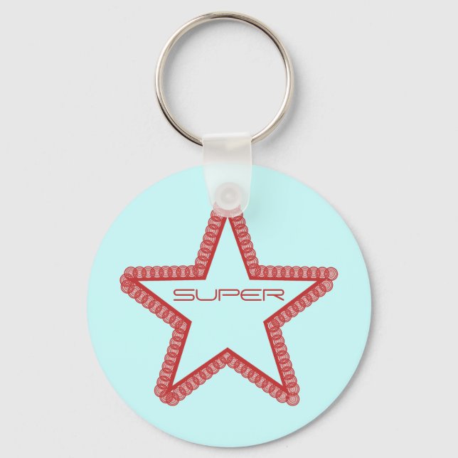 Grunge Superstar Keychain, Red Key Ring (Front)