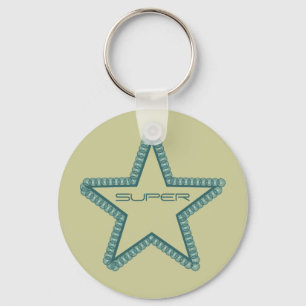 Grunge Superstar Keychain, Teal Key Ring