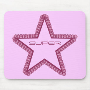 Grunge Superstar Mousepad, Fuchsia Mouse Pad