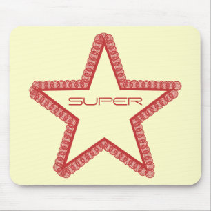Grunge Superstar Mousepad, Red Mouse Pad