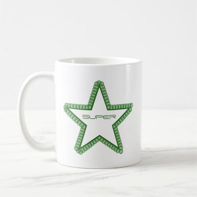 Grunge Superstar Mug, Forest Green Coffee Mug (Left)