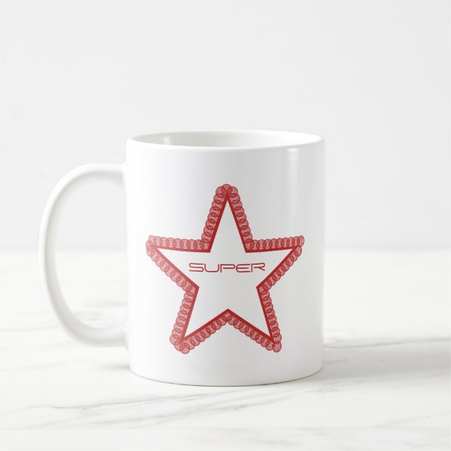 Grunge Superstar Mug, Red Coffee Mug (Left)