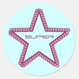 Grunge Superstar Stickers, Fuchsia Classic Round Sticker