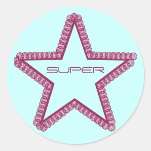 Grunge Superstar Stickers, Fuchsia Classic Round Sticker