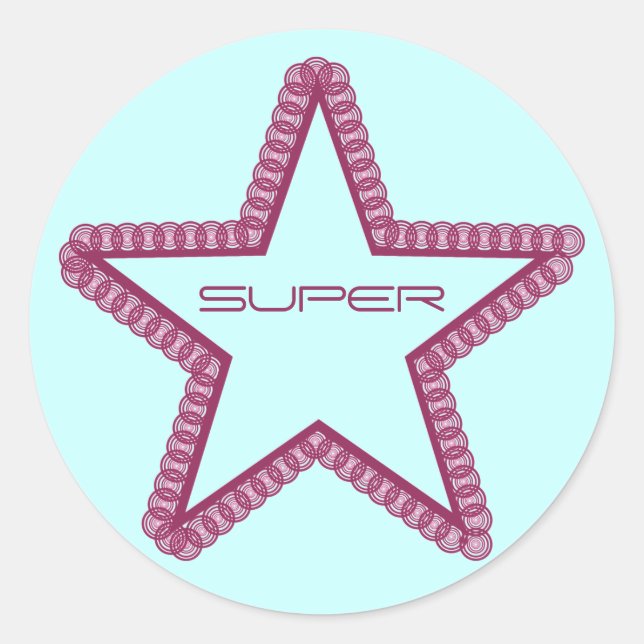Grunge Superstar Stickers, Fuchsia Classic Round Sticker (Front)