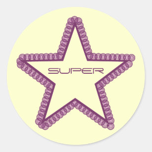 Grunge Superstar Stickers, Purple Classic Round Sticker