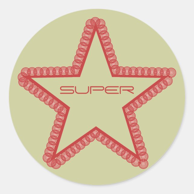 Grunge Superstar Stickers, Red Classic Round Sticker (Front)