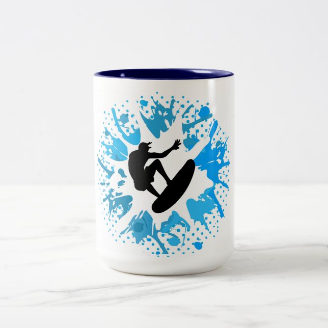 Grunge surfer Two-Tone coffee mug (Center)