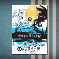 Grunge Surfing Tropical Beach Surfer Birthday