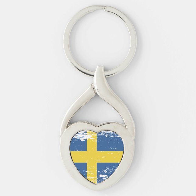 Grunge Sweden Flag Key Ring (Front)