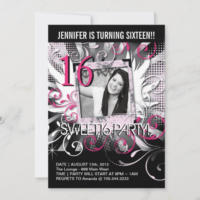 Grunge Sweet Sixteen Invite (Front)