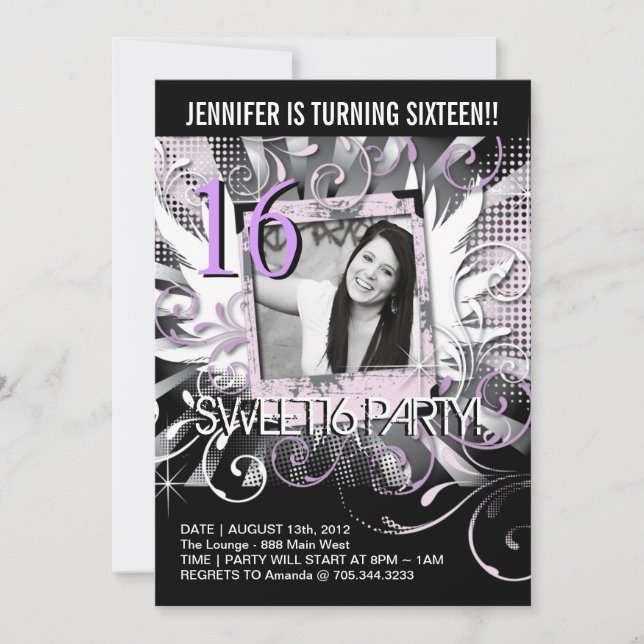 Grunge Sweet Sixteen Invite (Front)