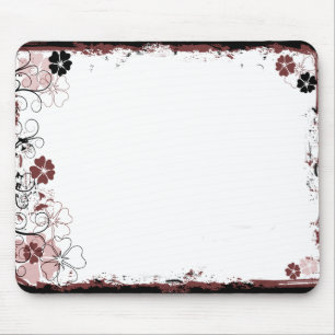 Grunge Swirl Flowers Mousepad Red