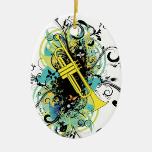 Grunge Swirl Trumpet Ceramic Tree Decoration
