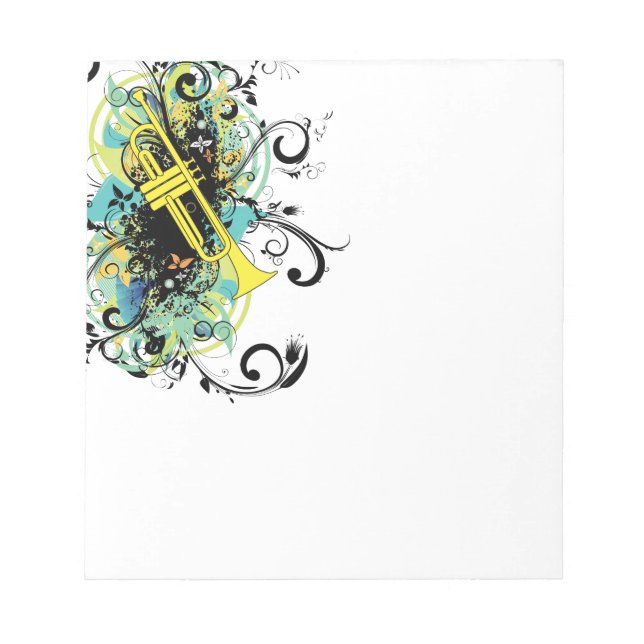 Grunge Swirl Trumpet Notepad (Front)