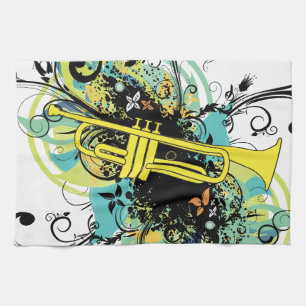 Grunge Swirl Trumpet Tea Towel