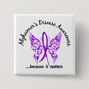Grunge Tattoo Butterfly 6.1 Alzheimer's Disease 15 Cm Square Badge