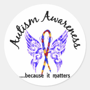 Grunge Tattoo Butterfly 6.1 Autism Classic Round Sticker