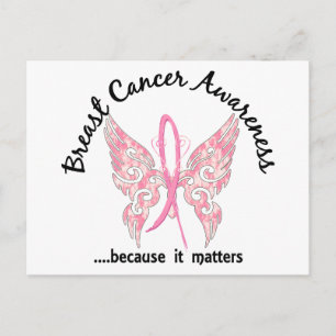 Grunge Tattoo Butterfly 6.1 Breast Cancer Postcard