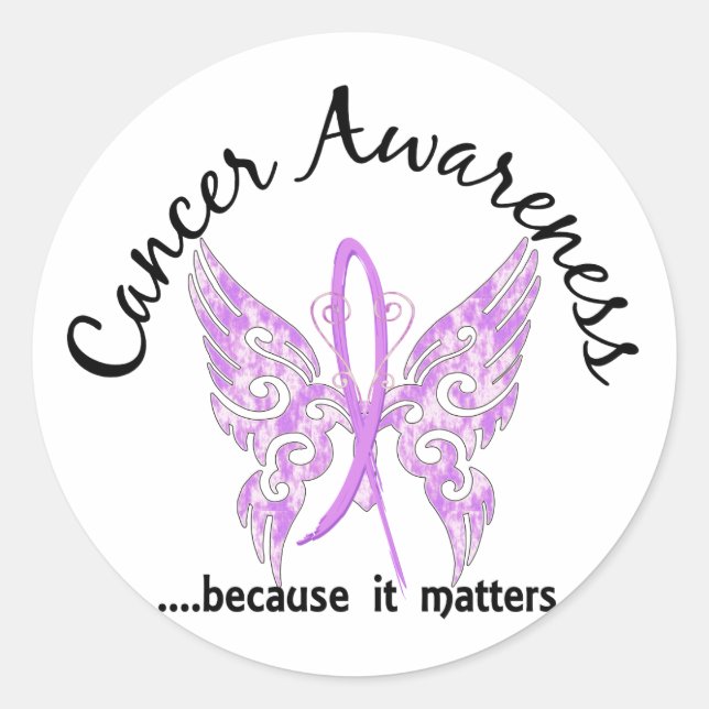 Grunge Tattoo Butterfly 6.1 Cancer Classic Round Sticker (Front)