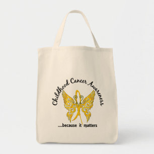 Grunge Tattoo Butterfly 6.1 Childhood Cancer Tote Bag