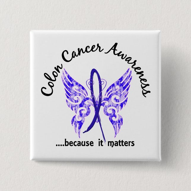 Grunge Tattoo Butterfly 6.1 Colon Cancer 15 Cm Square Badge (Front)