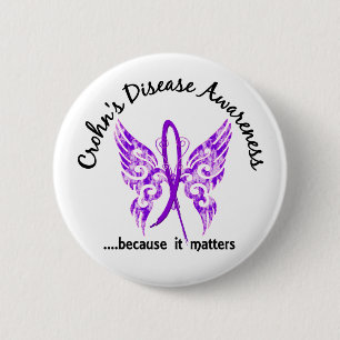 Grunge Tattoo Butterfly 6.1 Crohn's Disease 6 Cm Round Badge