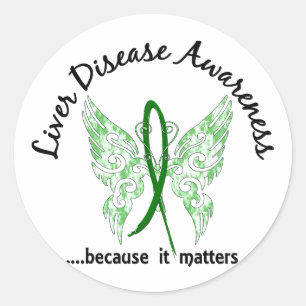 Grunge Tattoo Butterfly 6.1 Liver Disease Classic Round Sticker