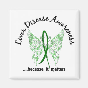 Grunge Tattoo Butterfly 6.1 Liver Disease Magnet