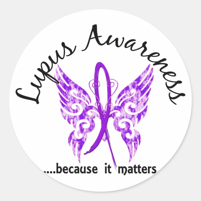 Grunge Tattoo Butterfly 6.1 Lupus Classic Round Sticker (Front)