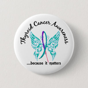 Grunge Tattoo Butterfly 6.1 Thyroid Cancer 6 Cm Round Badge