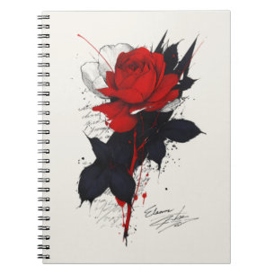 Grunge Tattoo Rose Notebook