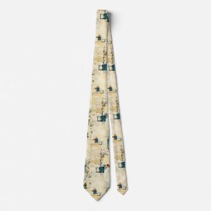 Grunge Teal Botanical Frame Parchment Scrapbook Tie