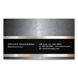 Grunge Texture   Black Mesh Silver Metallic Trim Magnetic Business Card