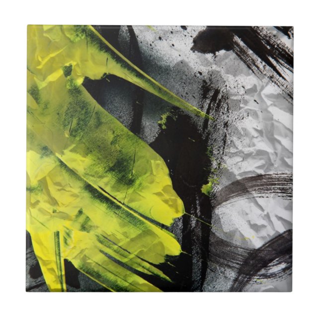Grunge texture expressive brush strokes ceramic tile (Front)