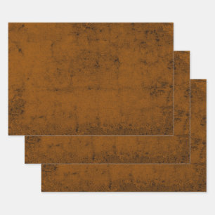 Grunge Texture Vintage Orange Black Rustic Wrapping Paper Sheet