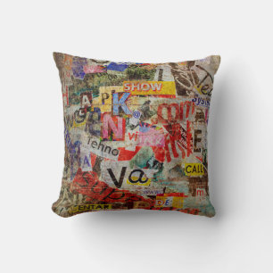Grunge textured background design with old torn ne cushion