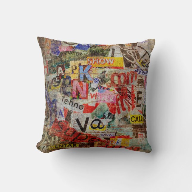 Grunge textured background design with old torn ne cushion (Front)