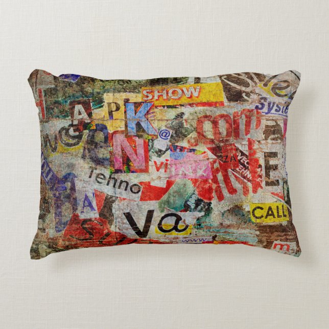 Grunge textured background design with old torn ne decorative cushion (Front)